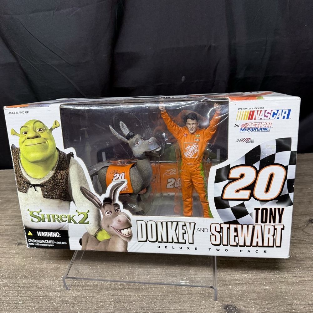 McFarlane Toys 2004 NASCAR Shrek 2 Tony Stewart & Donkey Deluxe 2 Pack Figures